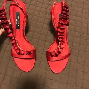 Sexy red satin sandal